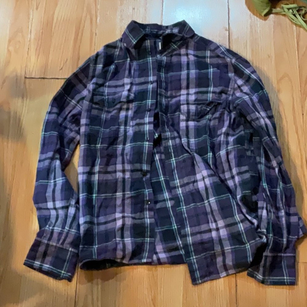 Purple and Black Plaid Shirt